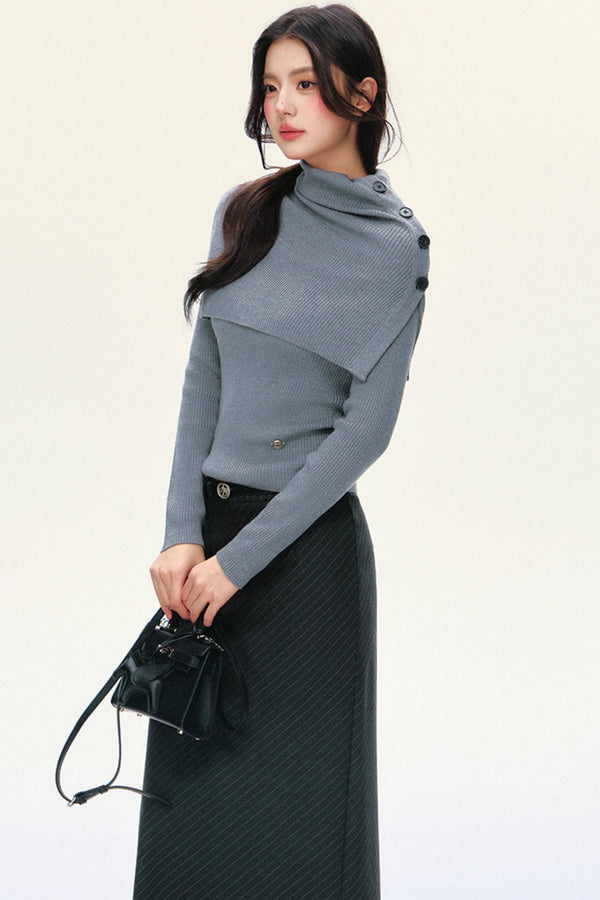 V-Neck Mock-Layer Sweater