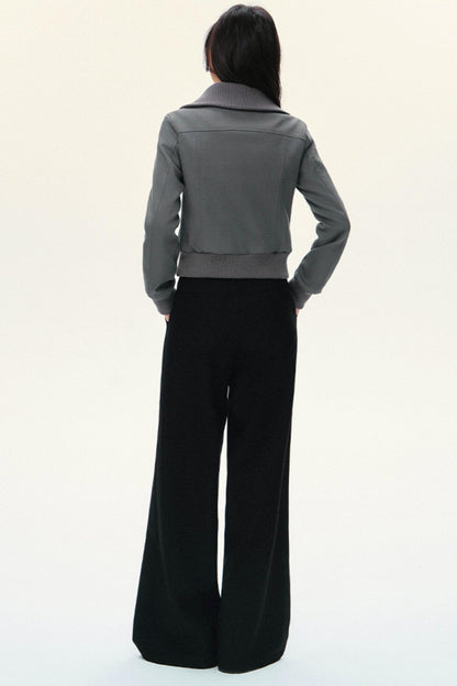 Veste courte slim paresseuse à manches courtes cousue 