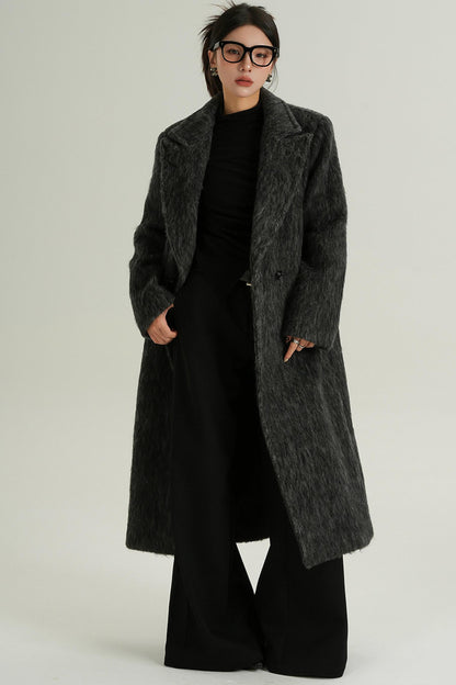 Classic Long Wool Tweed Coat