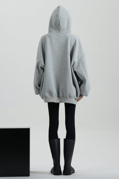 Hooded Mid-LENGTH FLEECE SWEATSHIRT