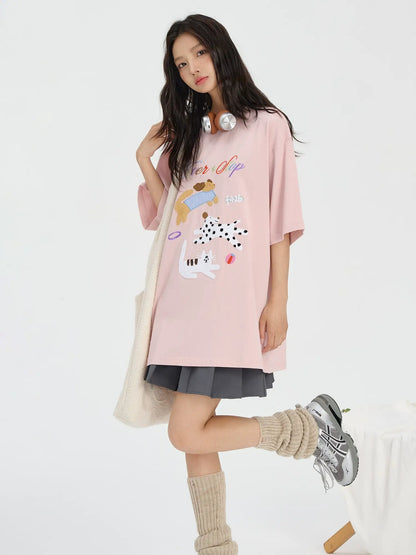 Cat Dog Embroidered T-shirt