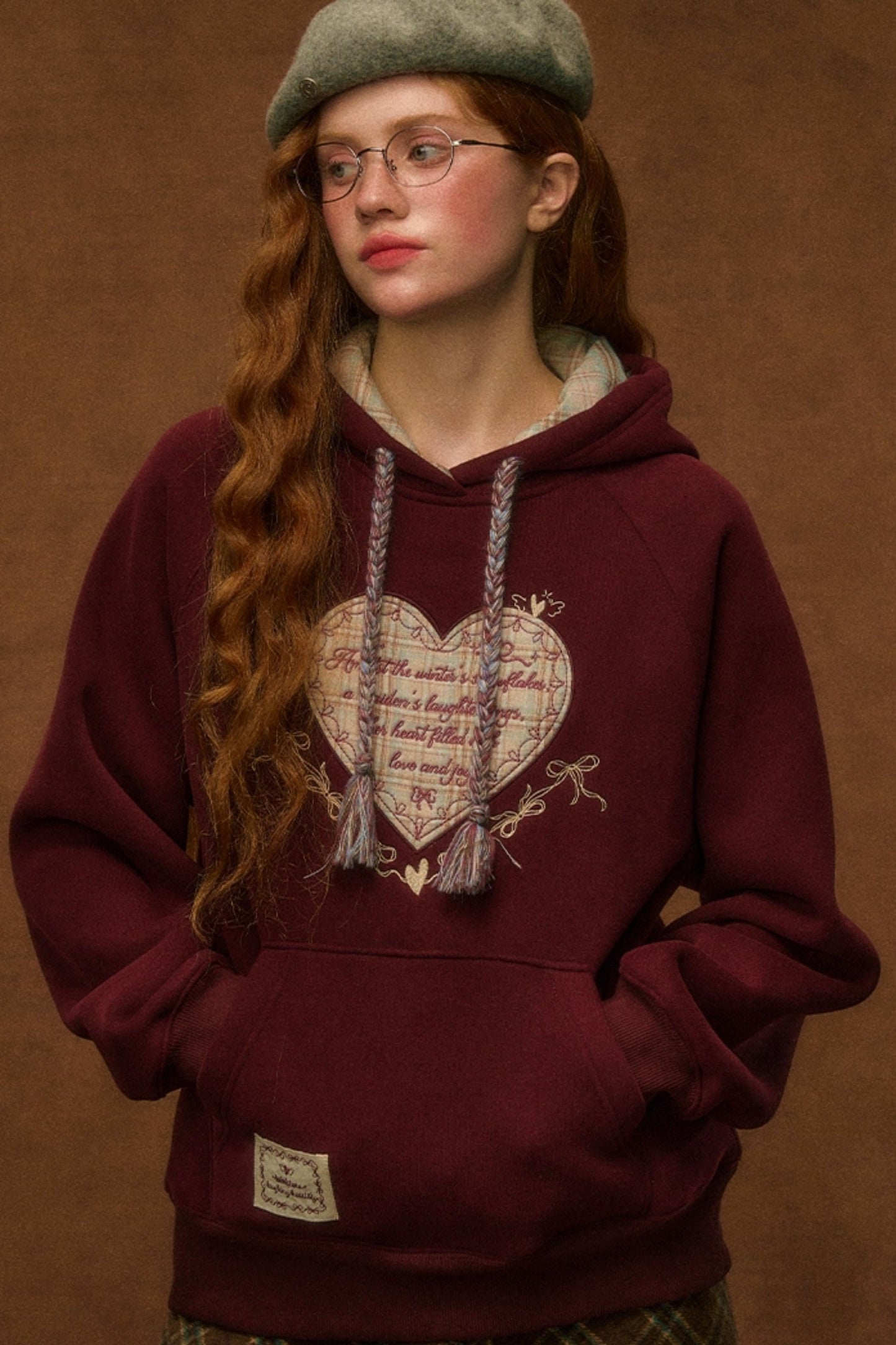 Embroidered Fleece Hooded Sweatshirt