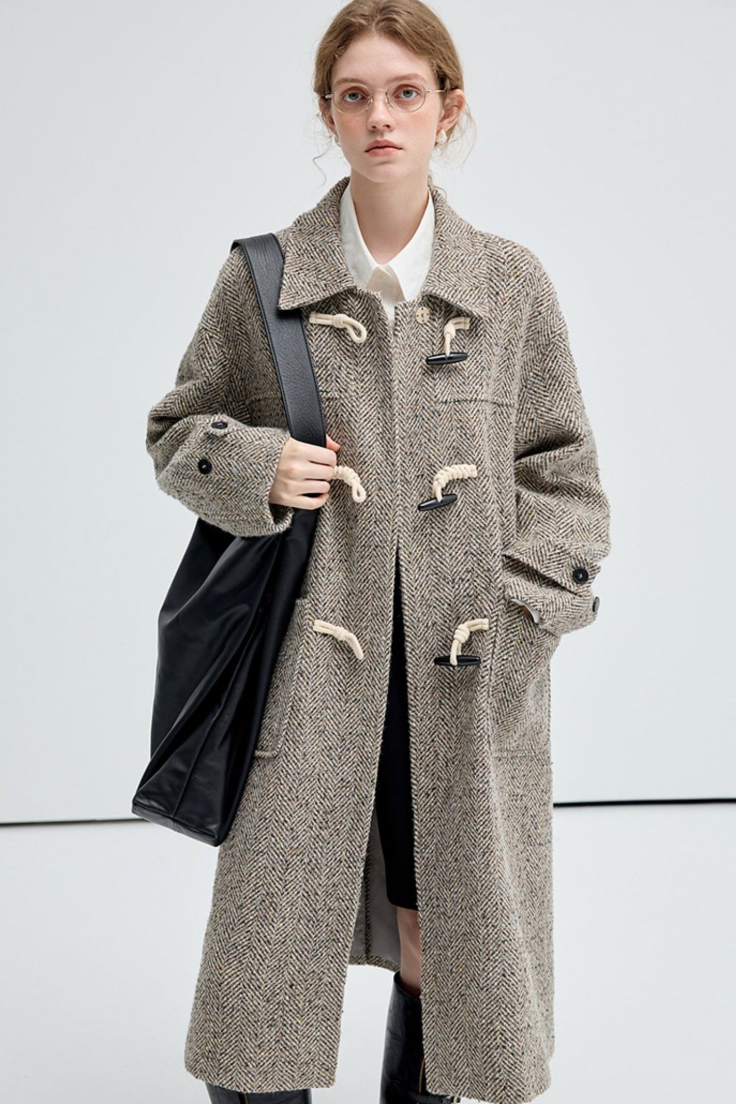 Wool Twill Knee-Length Coat