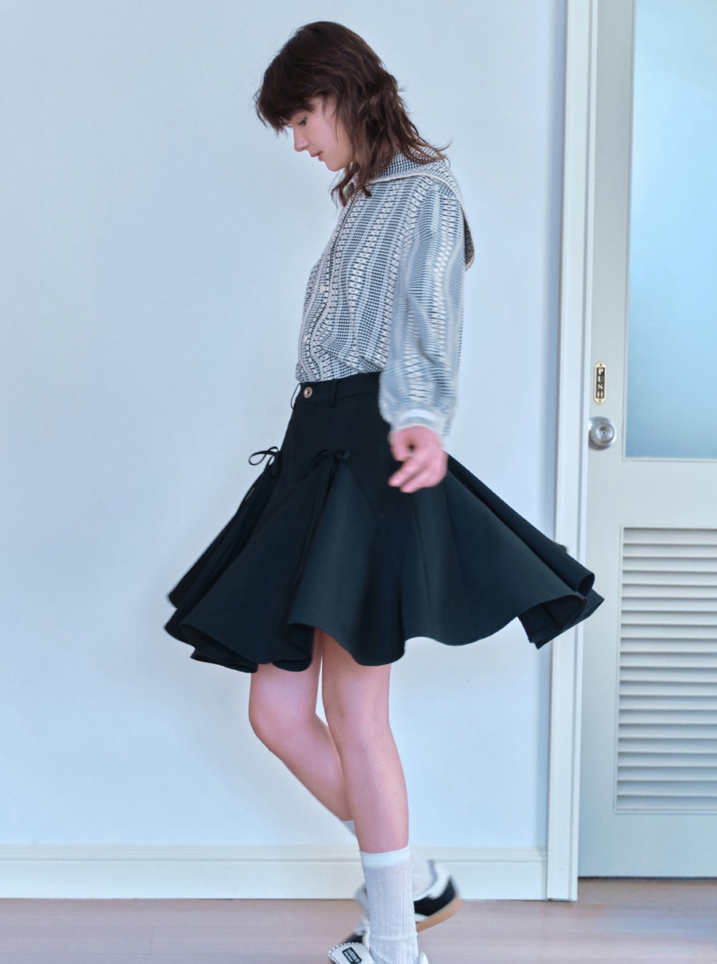 Bow Pleated Skirt
