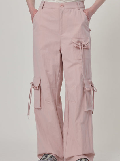 Bow strap casual pants