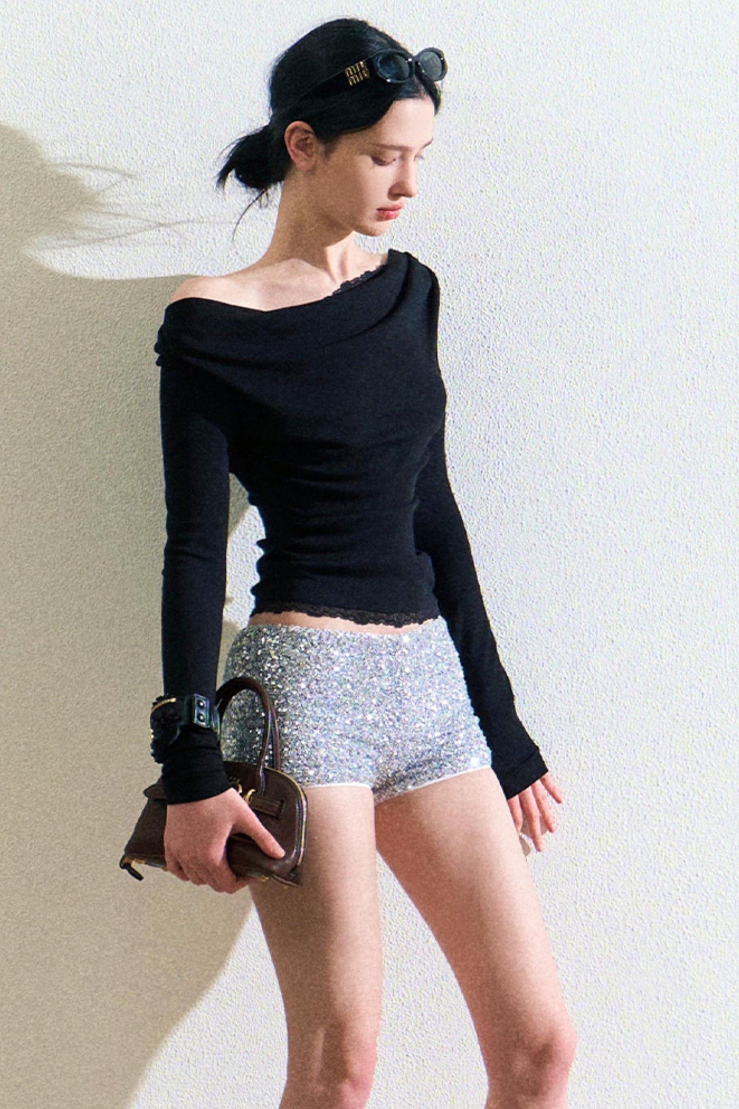 Cut-Out Lace Slimming Knit Top