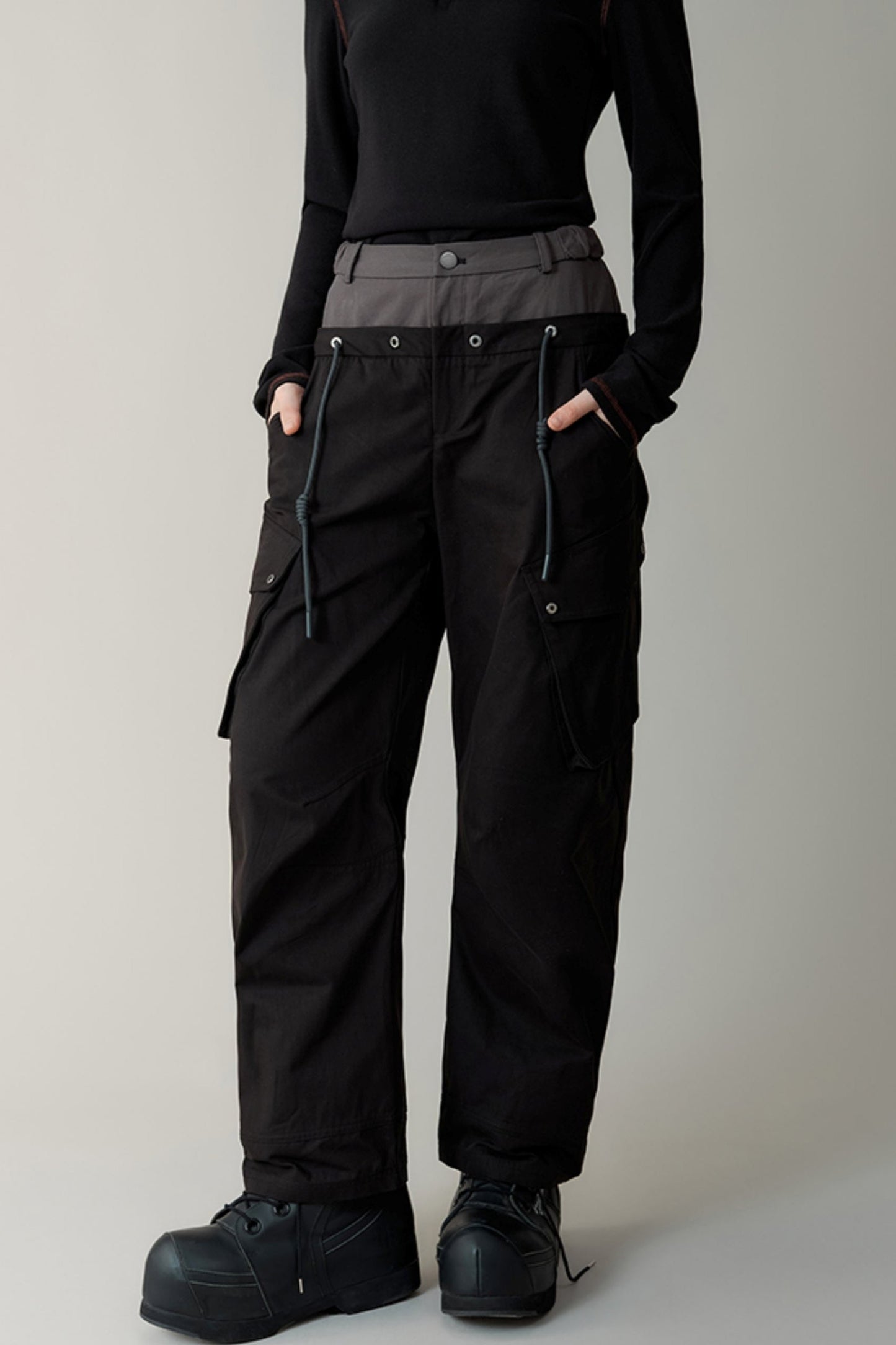 Drawstring Stitched Cargo Pants