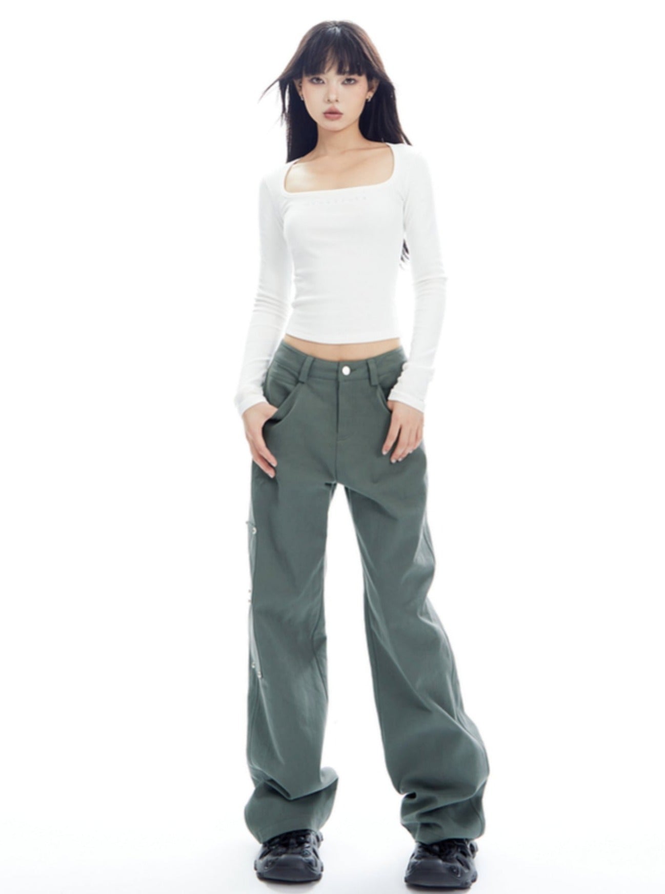 Niche Stud Straight Leg Casual Pants