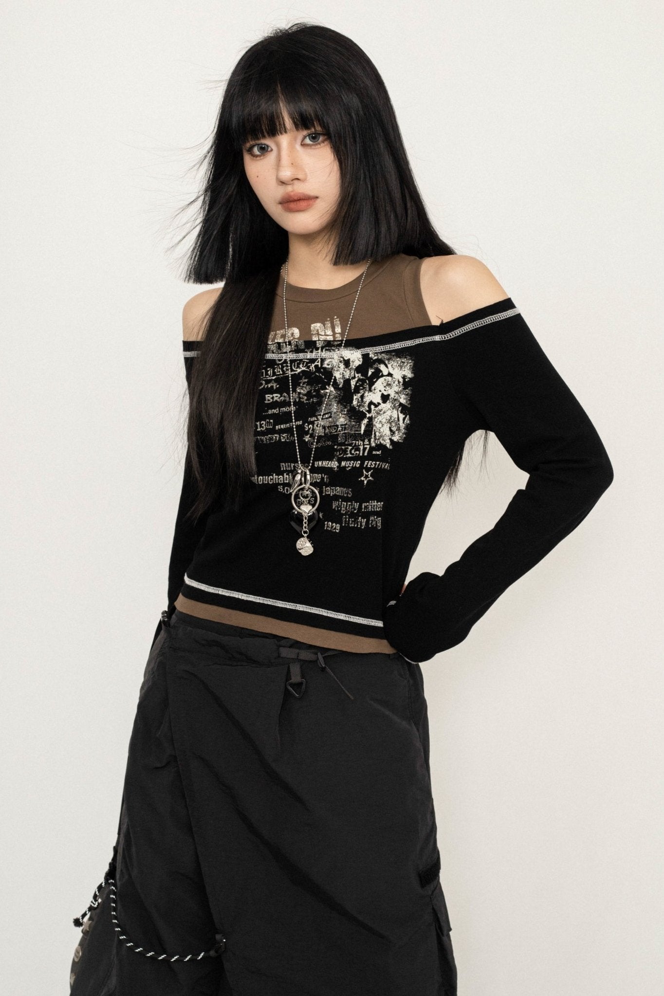 American Off-the-Shoulder Design Crop Top