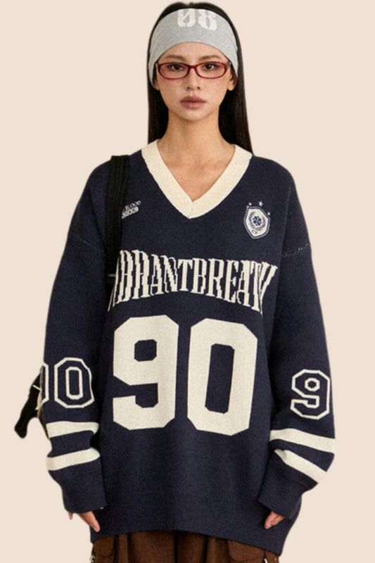 Loose Fit Sports Knit Sweater