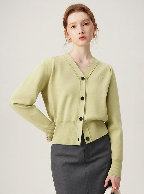 V-Neck Knit Sweater Cardigan Top