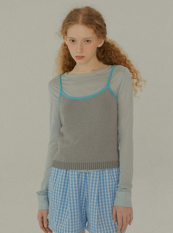 French Contrast Knit Vest Top