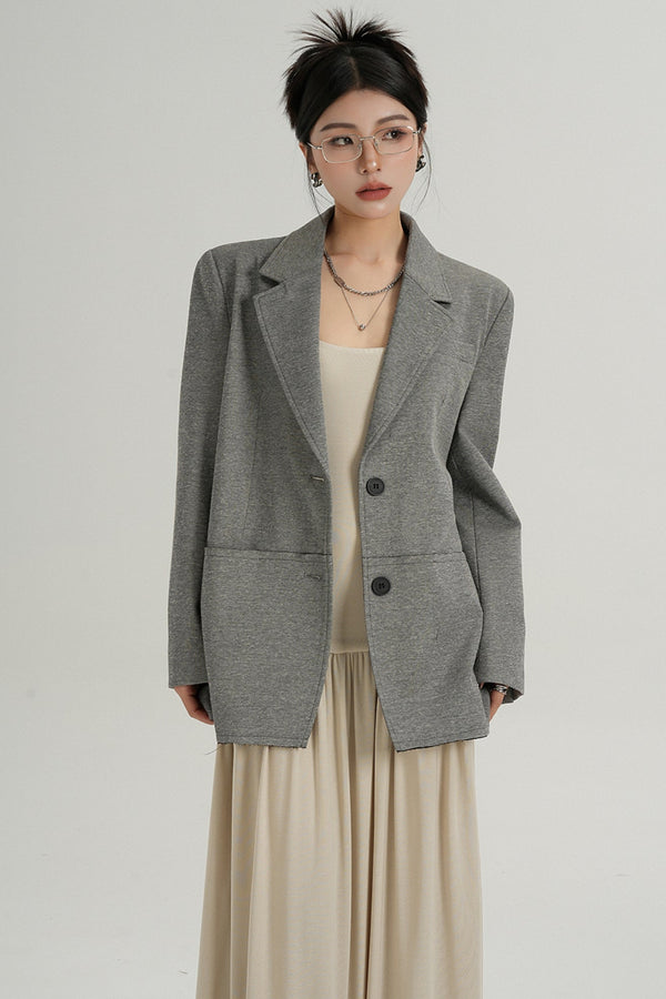 Temperament Gray Long Sleeve Blazer