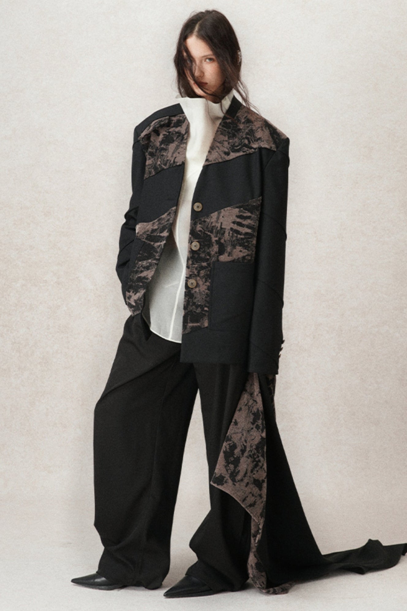 Loose Fit Structured Velvet Jacket