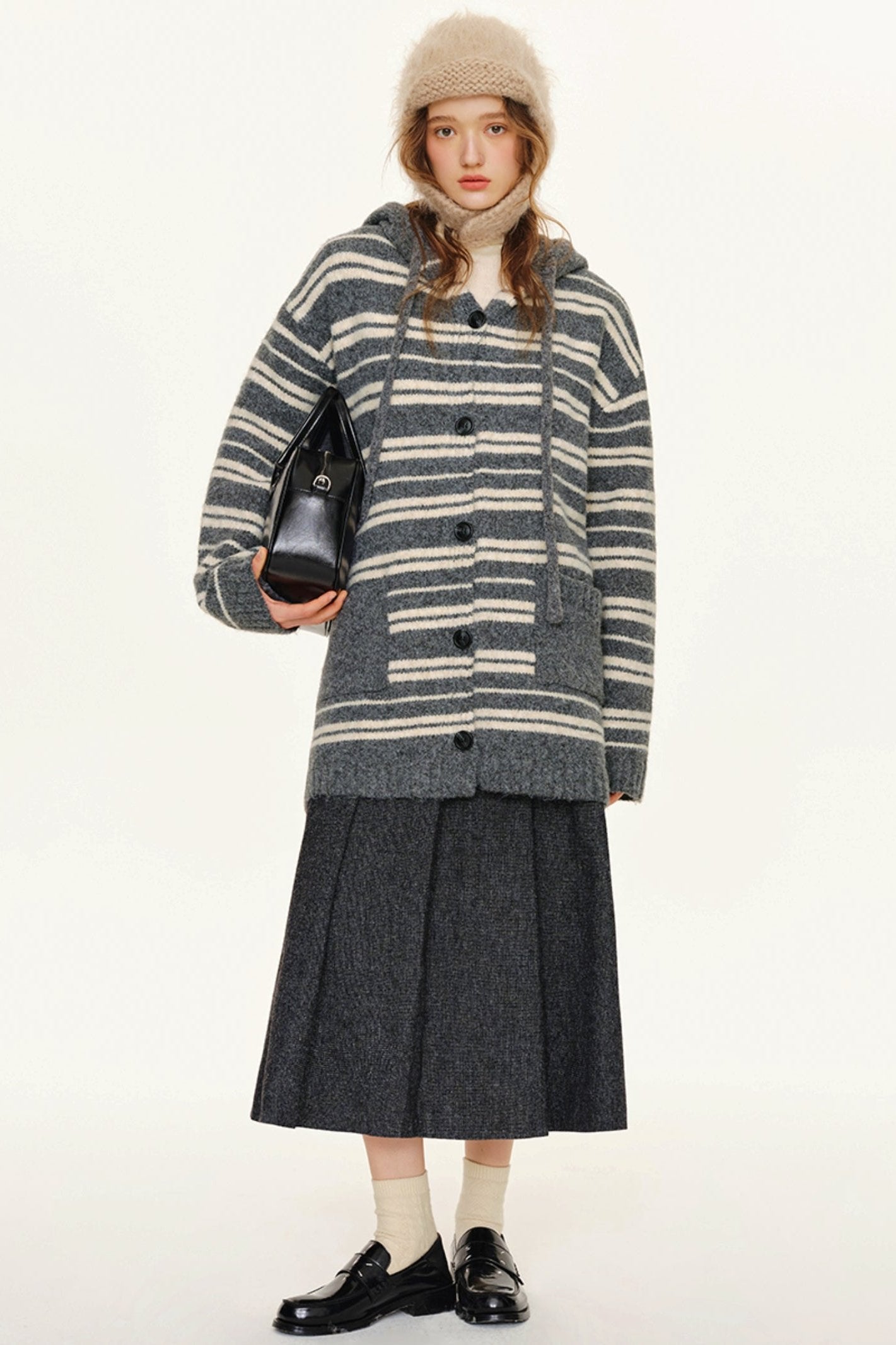 Striped Long-SLEEVE WOOL CARDIGAN