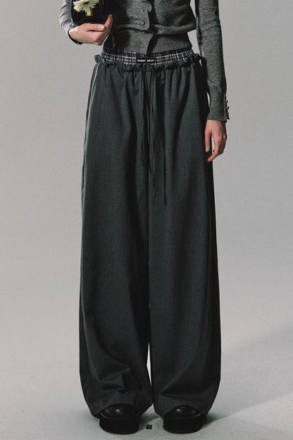 Premium Gray Wide-Leg Casual Pants