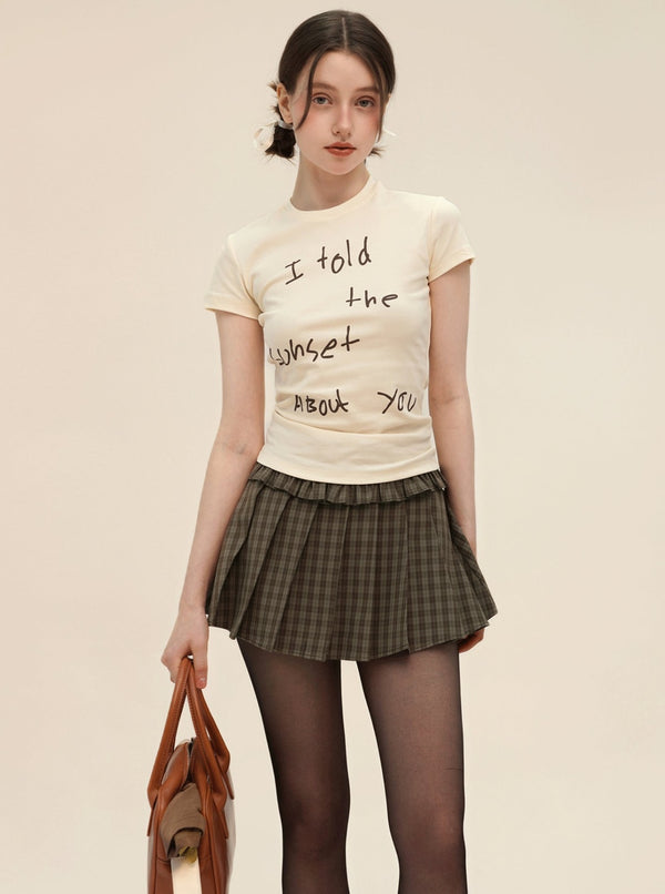 Retro Plaid High Waist Mini Set-Up