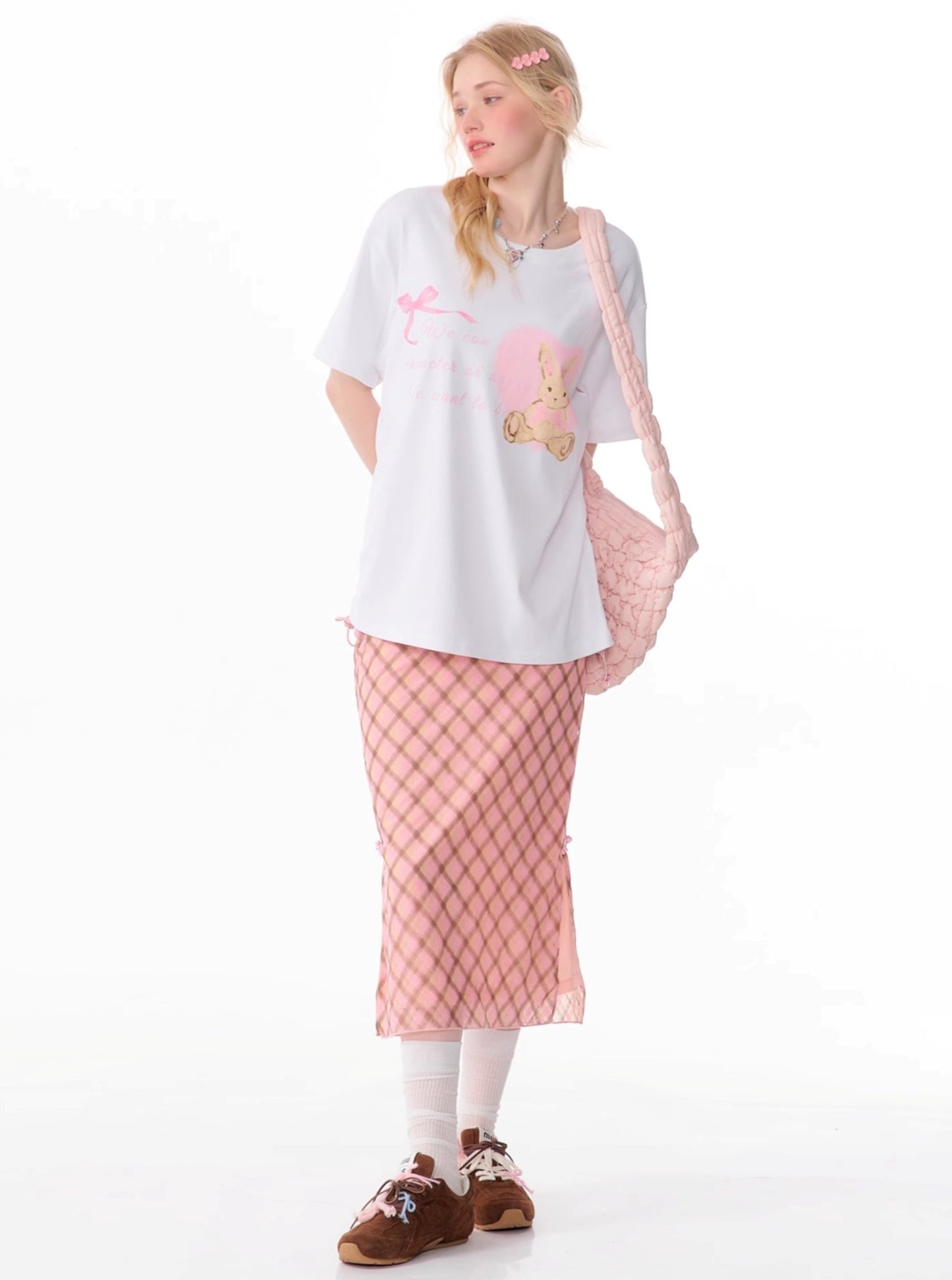 Drawstring Bunny Print T-Shirt