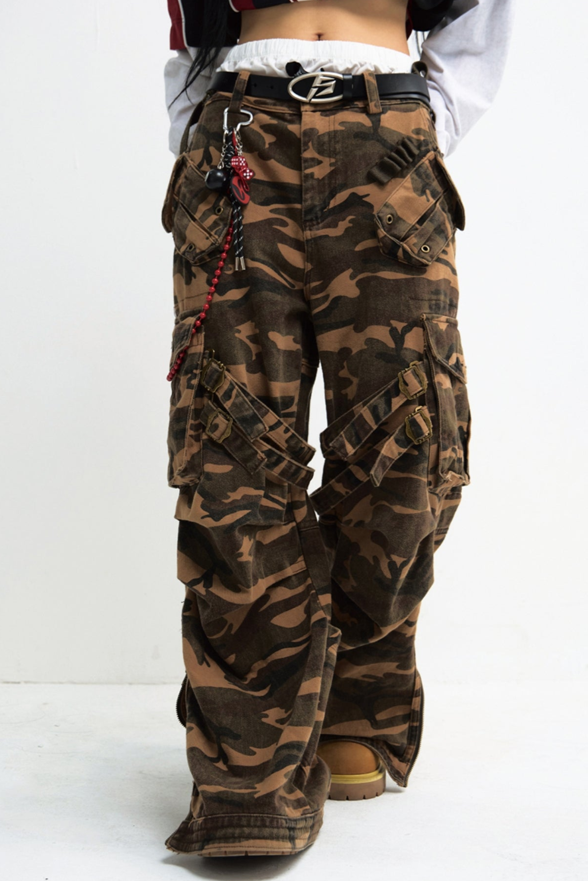 GREEN CAMOUFLAGE TACTICAL STRAIGHT CARGO PANTS