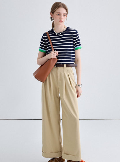 High-Waisted Silhouette Slim Khaki Pants