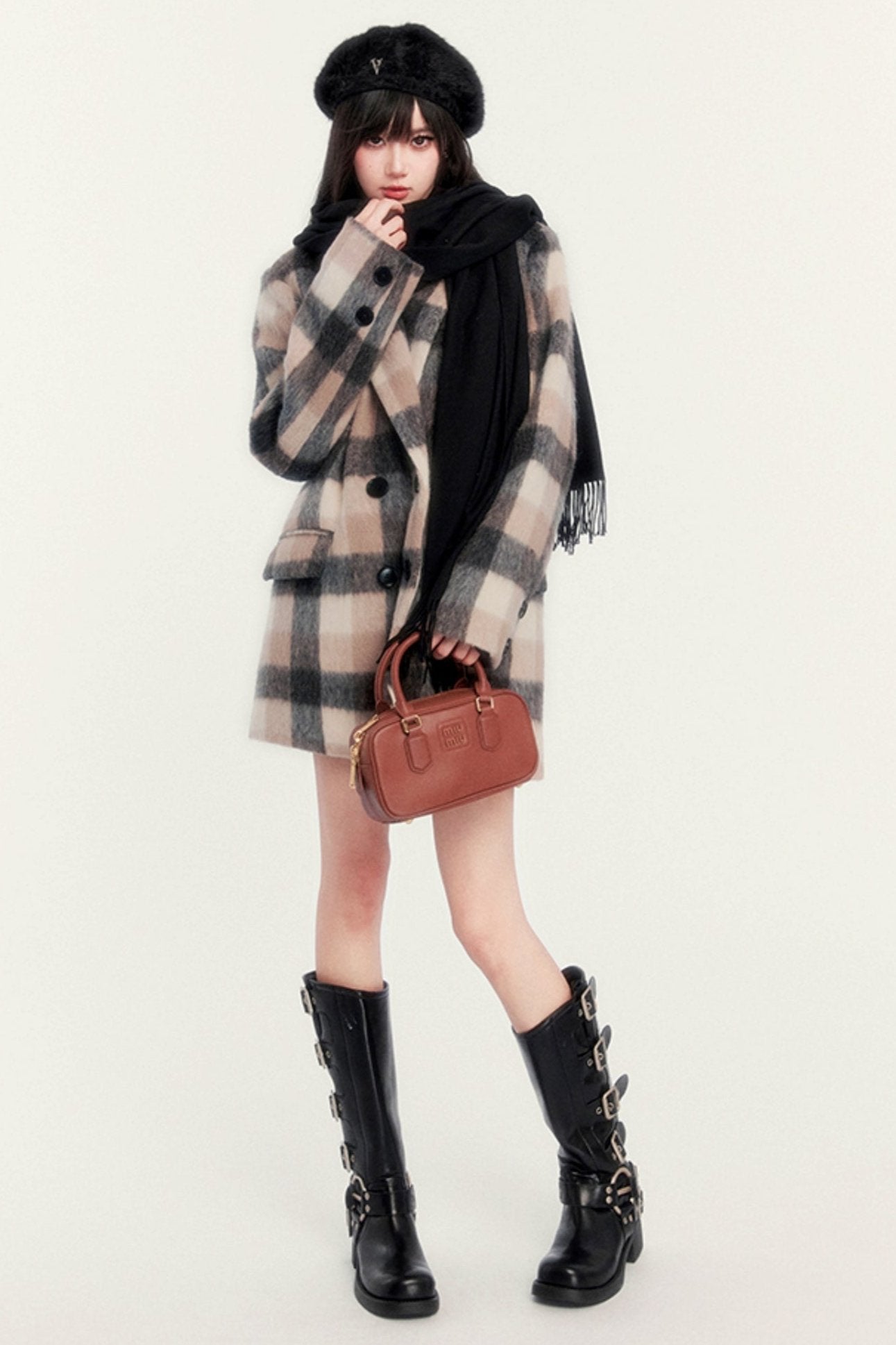 VERSATILE RETRO CHECK TWEED COAT