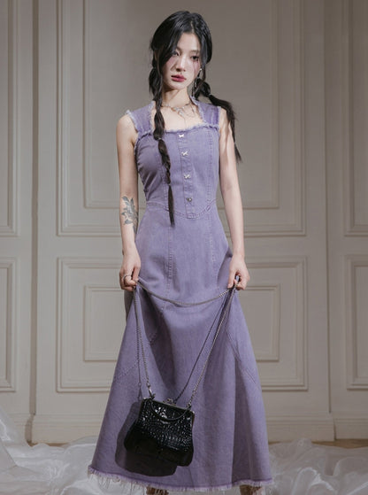 Lila Rosen Denimkleid 