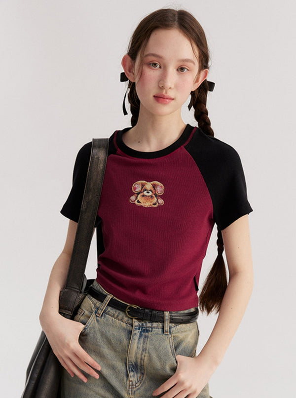 Contrast Raglan Slim T-Shirt