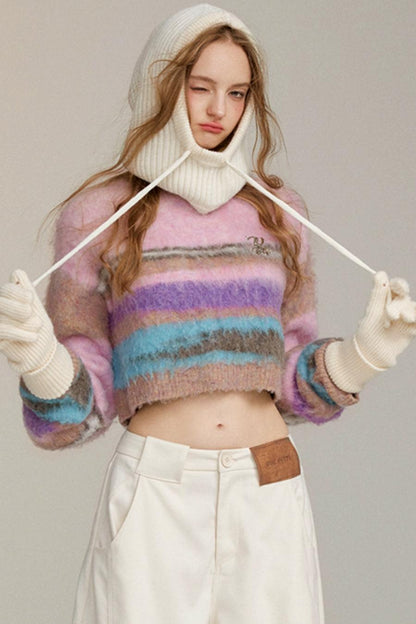 Brushed Color Bar Pullover Sweater