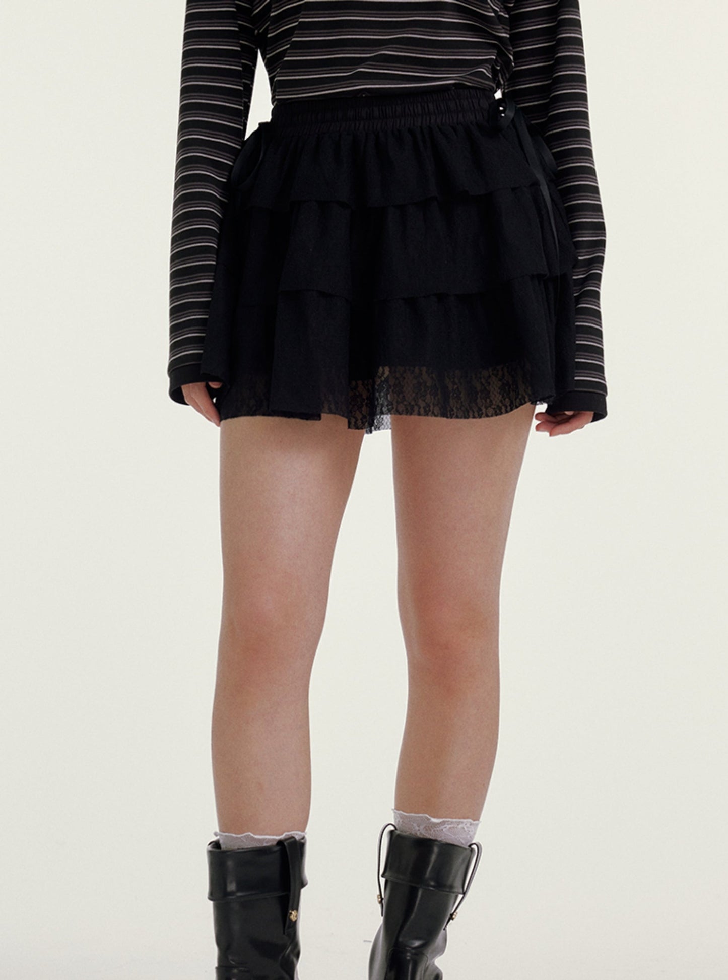 A-Line Black Lace Cake Skirt