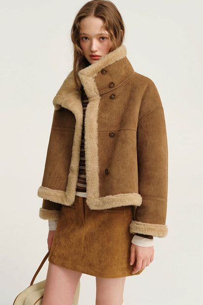 Fur Integrated Suede Padded Jacket