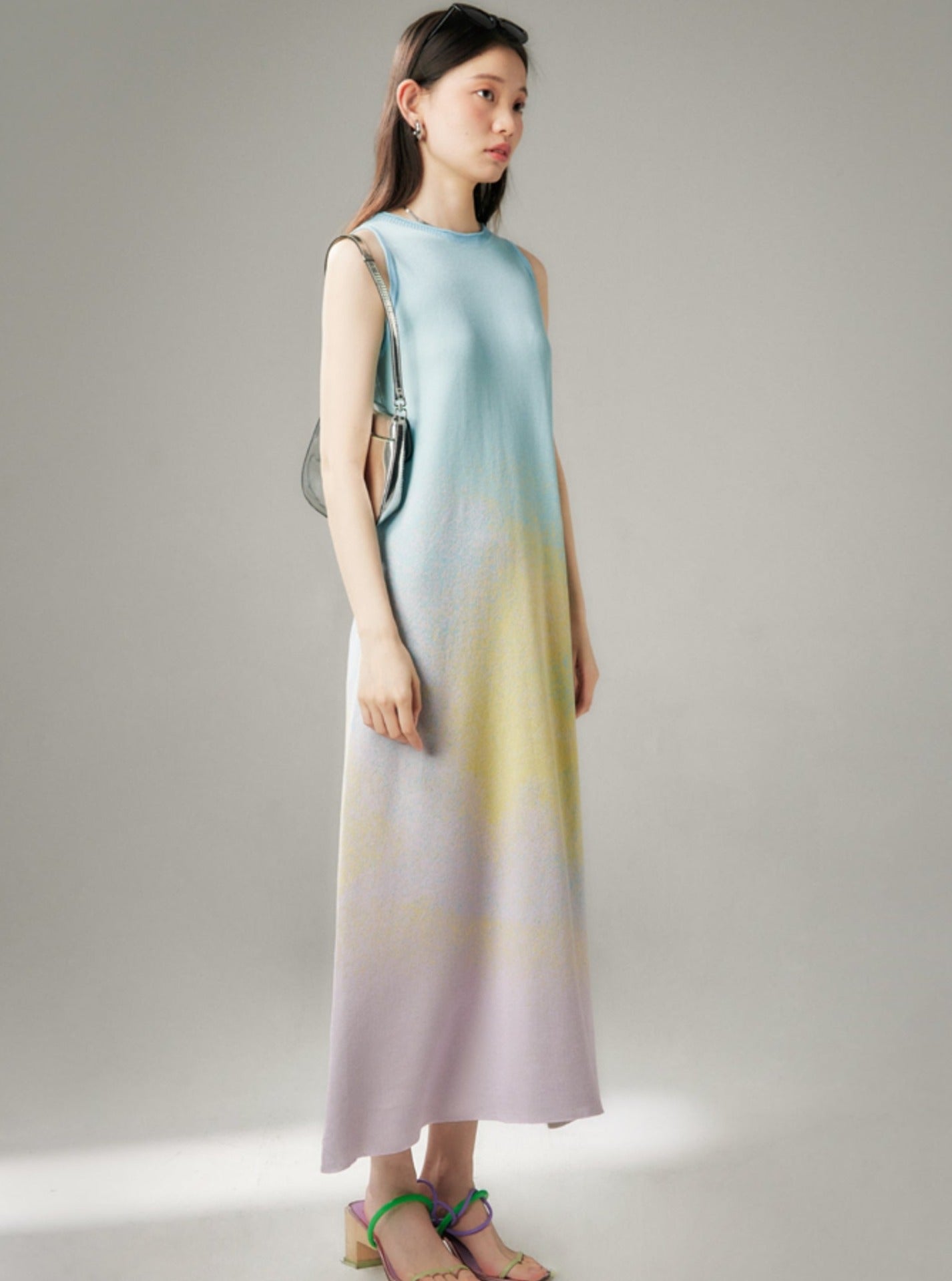 Gradient Ribbed Tencel Maxi Dress