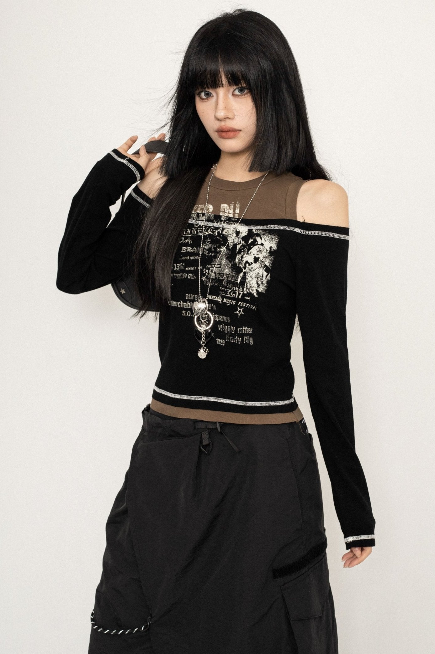 American Off-The-Shoulder Design Crop Top