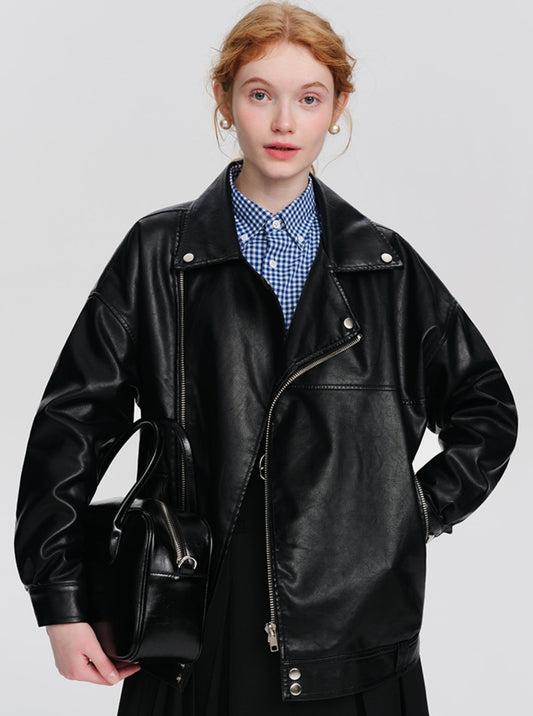 Korean version short leather jacket