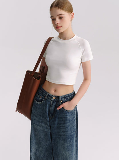 Slim White Crop T-Shirt