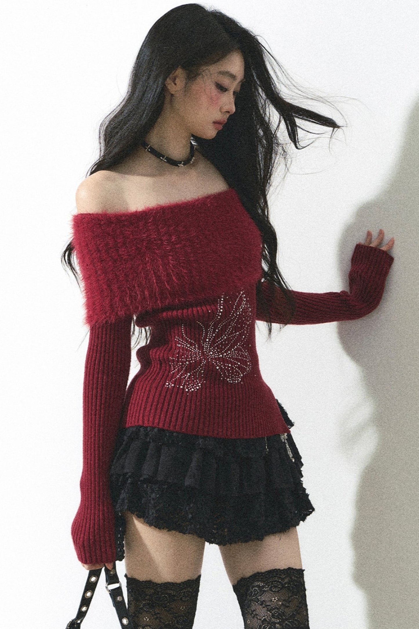 Sapporo ONE-SHOULDER KNIT SWEATER