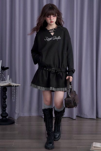 Hooded Street Casual Loose Sweatshirt Dress