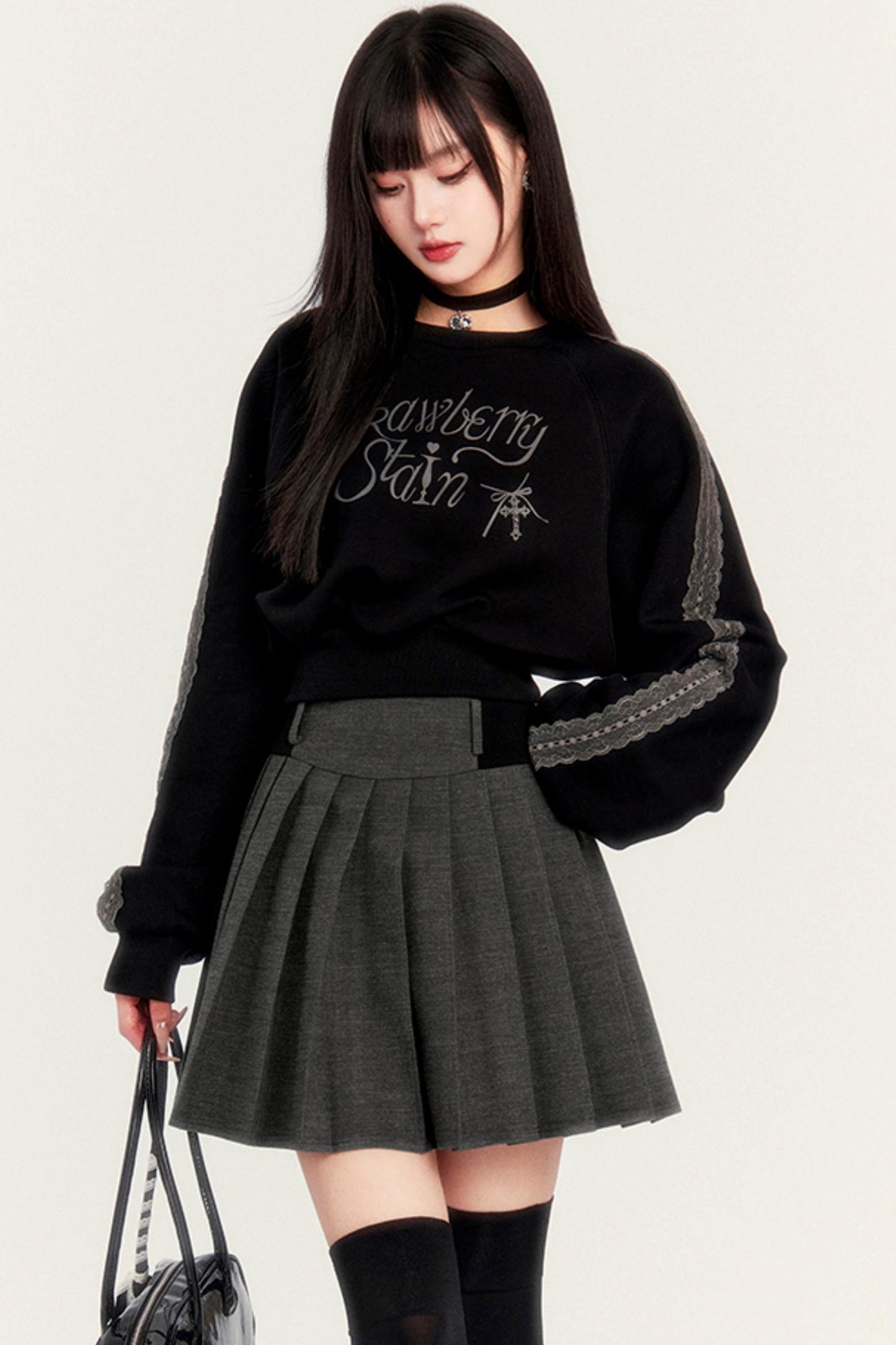 Dark Japanese High Waist Pleated Skirt