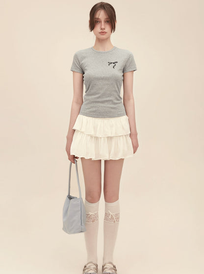 Vintage T-shirt And Shorts Pants With Skirt Set-Up