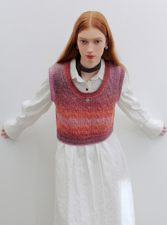 Round Neck Knitted Sweater Vest