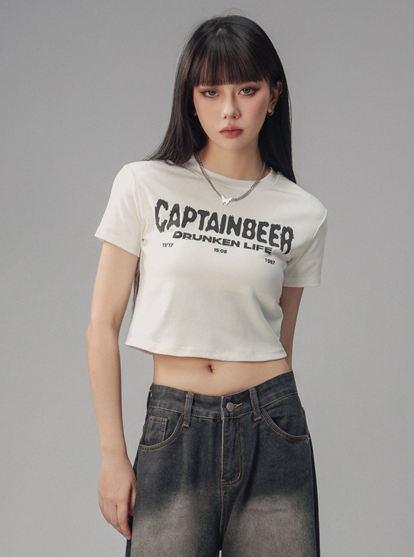 Waist Cropped Crew Neck T-Shirt