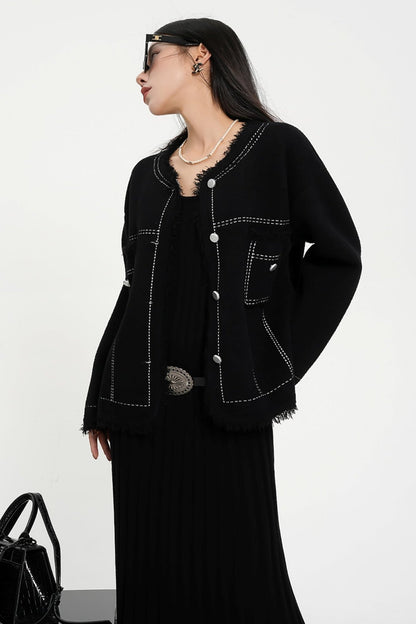 High-Quality Wool Knit Cardigan Jacket