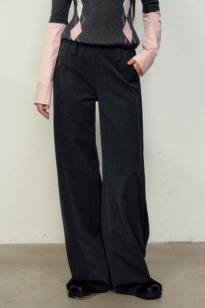 Dark Grey Versatile Straight Suit Pants