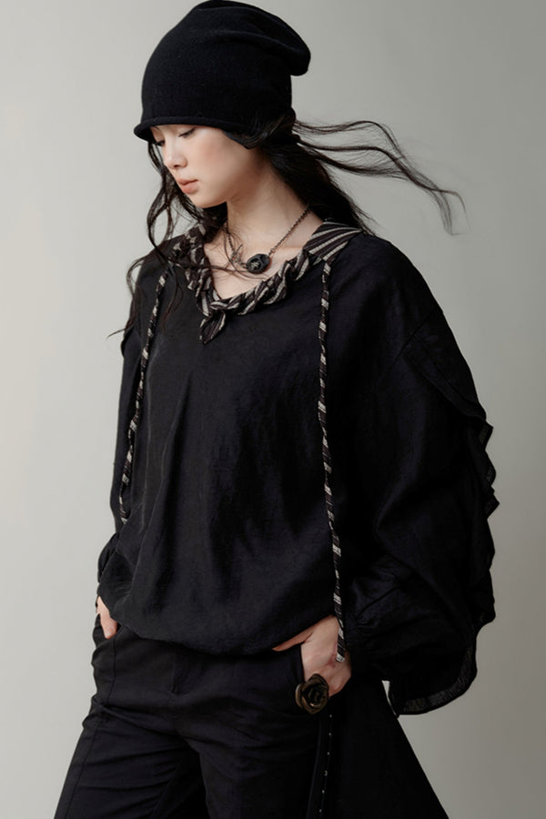 가벼운 러플 풀오버 탑 