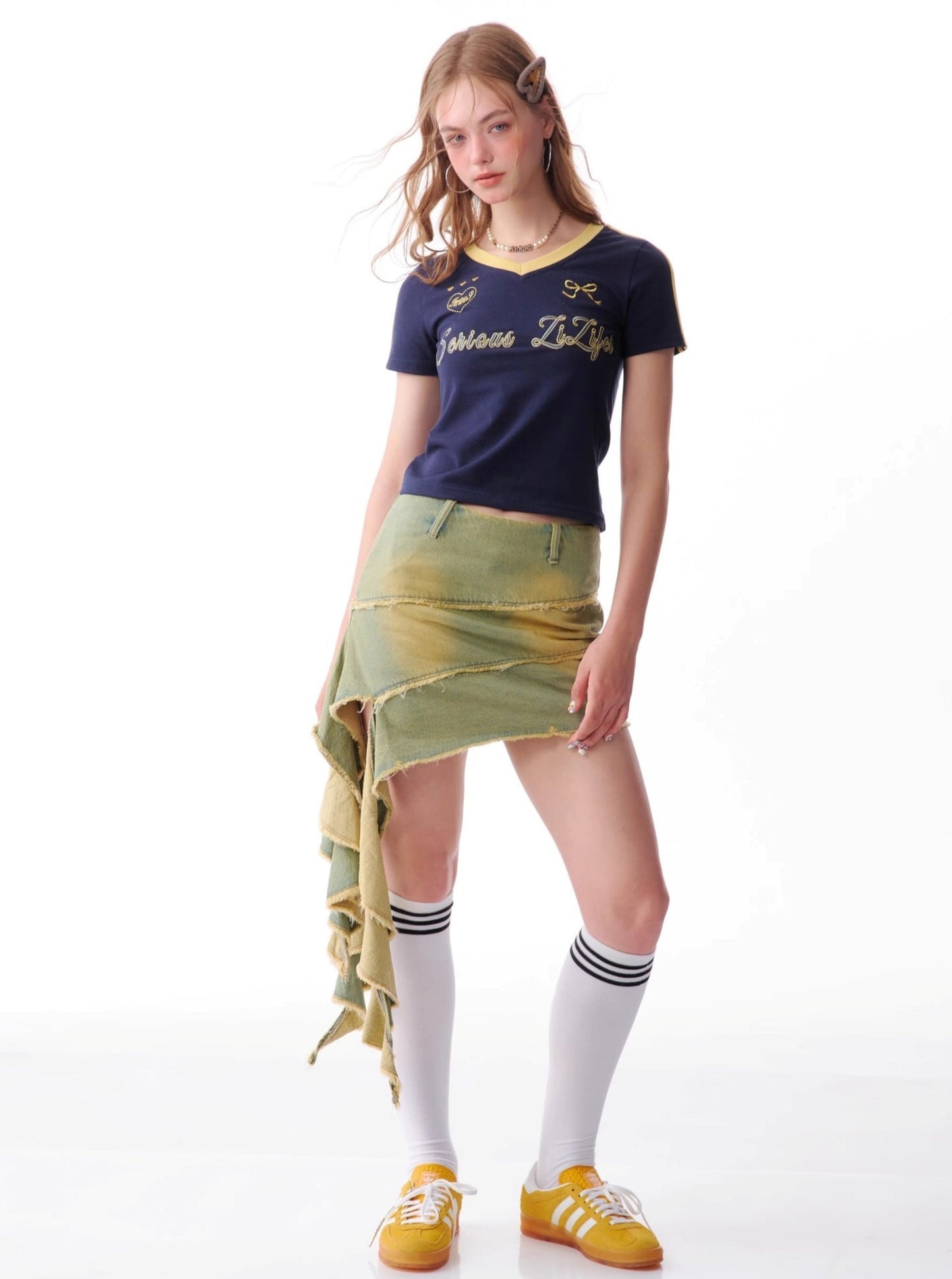 High Waist A-Line Denim Skirt