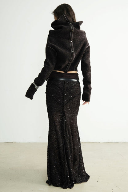 Sequin Skirt Black Maxi Skirt