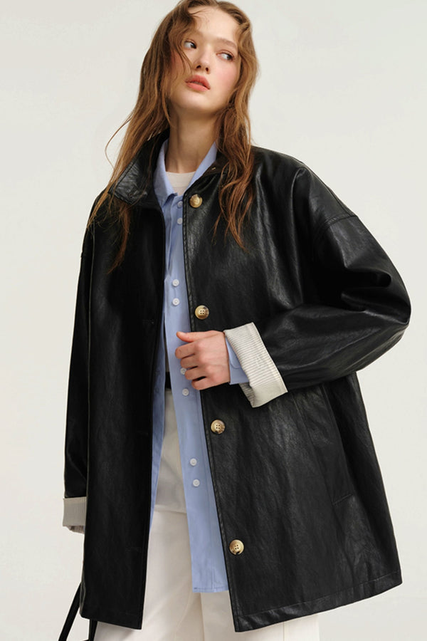 Patchwork Pu Leather Jacket