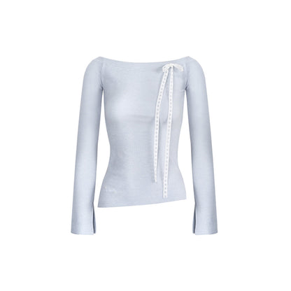 Velvet Stripe Bow Long Sleeve T-Shirt