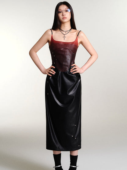 Corset Structure Skinny Leather Dress