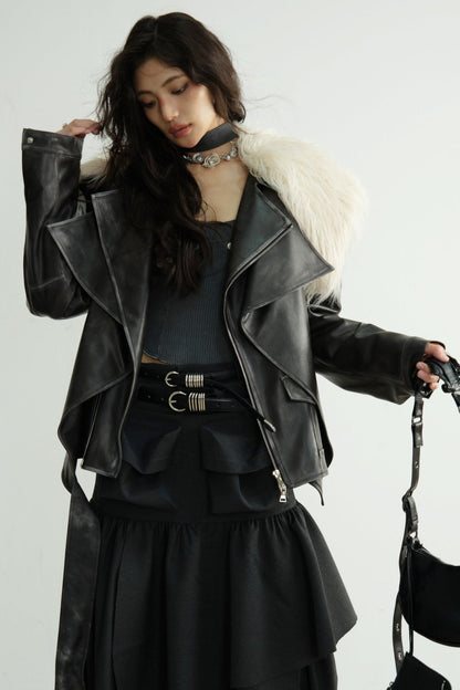 Dark Retro Rock Long FURLAR JACKET