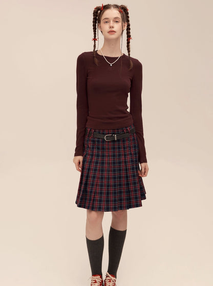 Retro Love Stud Pleated Skirt